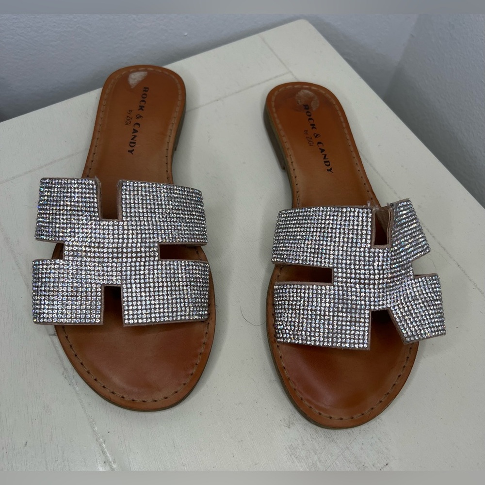 Rock & Candy Bengee Micro Rhinestone Strap Slide Shoe